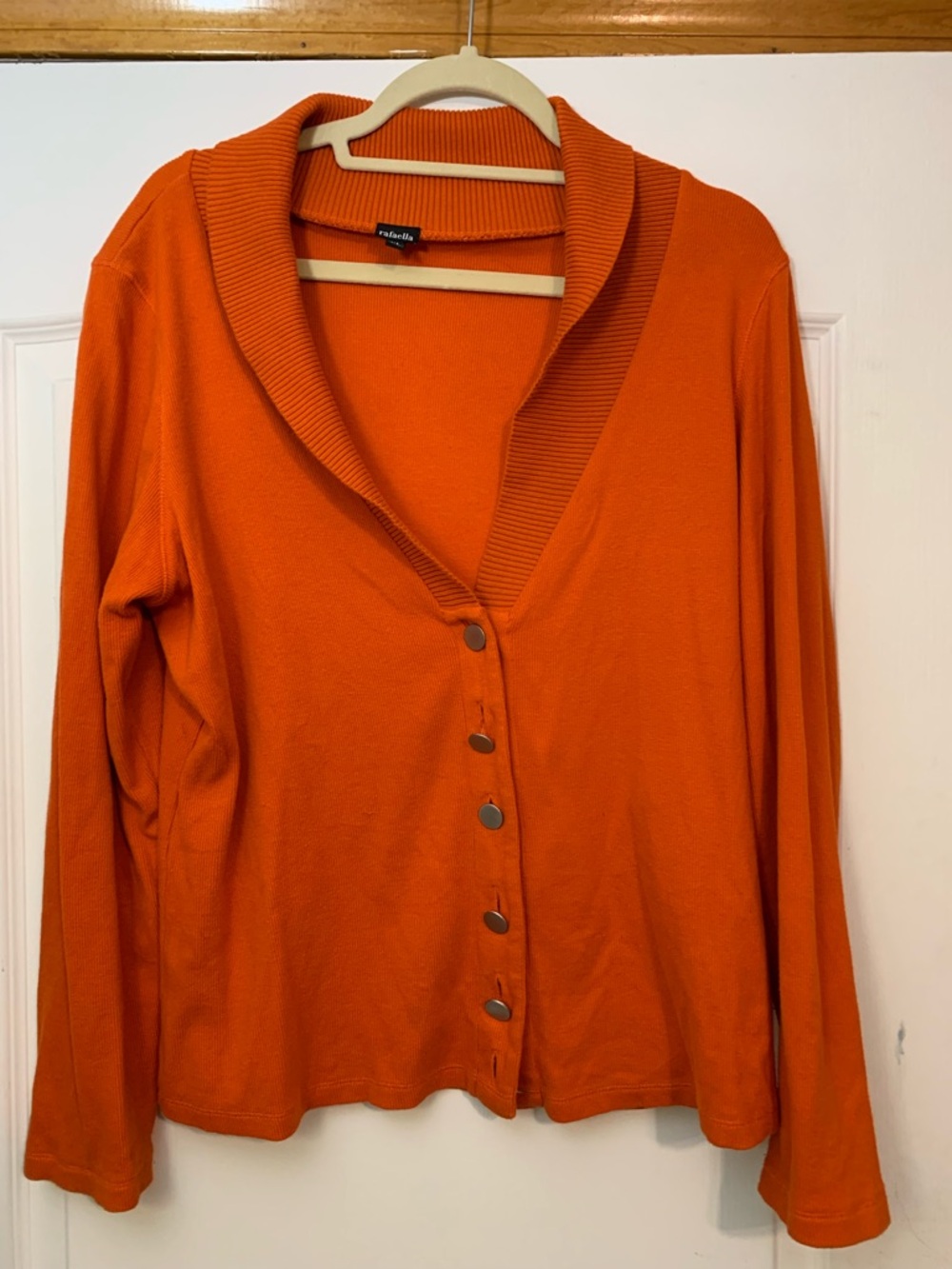 Rafaella Orange Shawl Collar Button Cardigan Womens XL